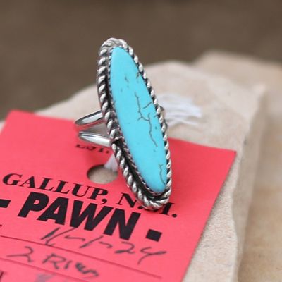 Elongated turquoise stone ring