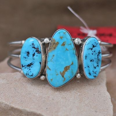 Large 3-stone turquoise bracelet-Pawn Jewelry