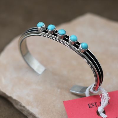 Channel bracelet w/turquoise stones-Pawn Jewelry