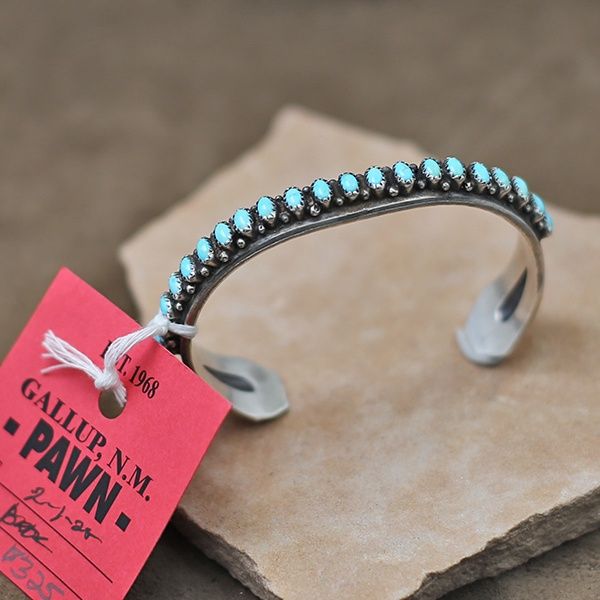 21 stone turquoise silver bracelet-Pawn Jewelry