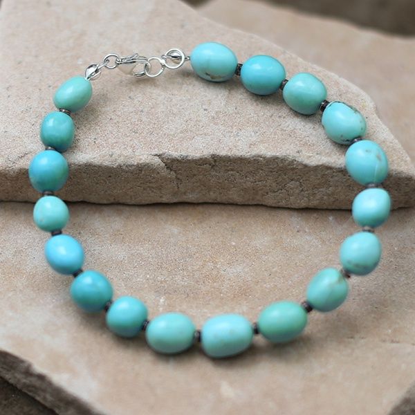 Blue green turquoise stone bracelet