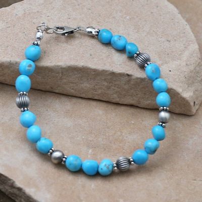 Turquoise &amp; silver bead bracelet