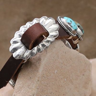 Leather bracelets with turquoise stones