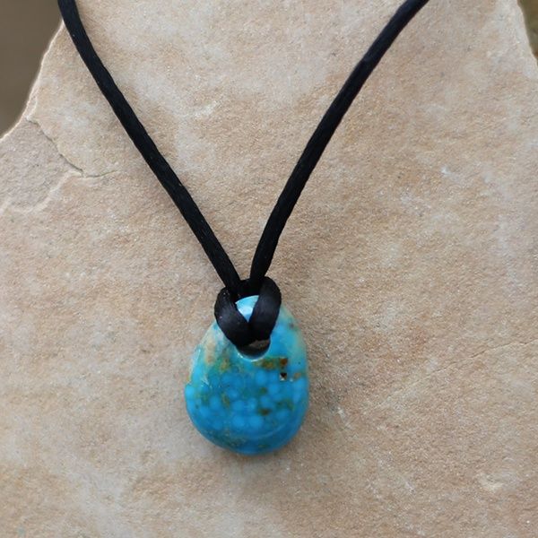 Blue turquoise stone and cord necklace