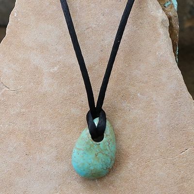 Lite green turquoise stone &amp; cord necklace