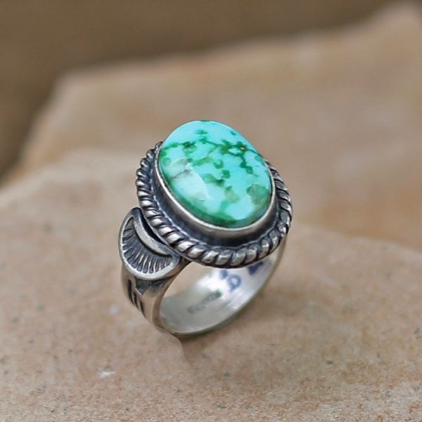 Heavy silver ring w/ Sonoran Turquoise