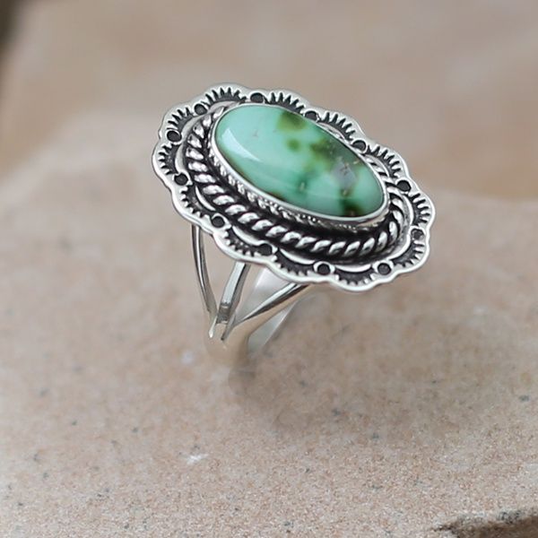 Scalloped edge Sonoran turquoise ring