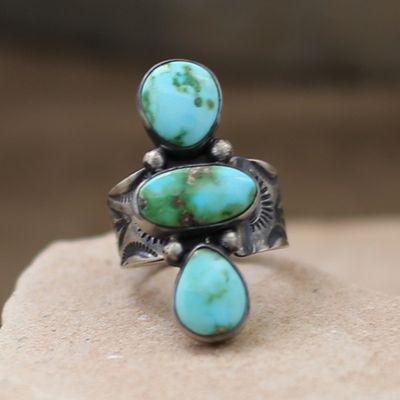 3-stone Sonoran turquoise ring- Bernyse Chavez