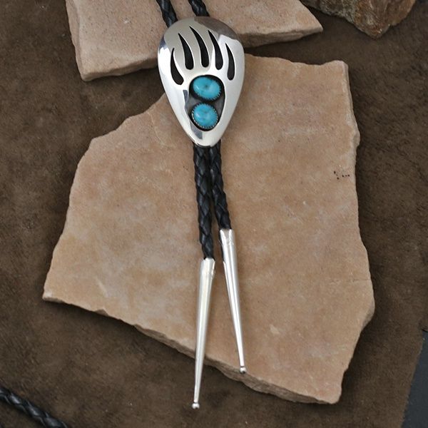 Turquoise Bear Paw bolo tie