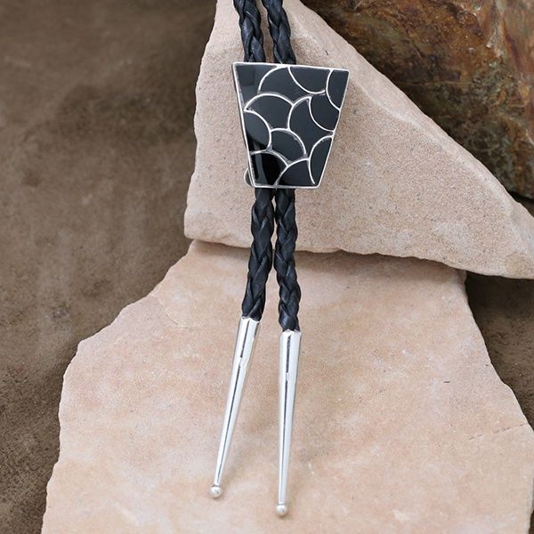 Zuni black Jet inlay bolo tie