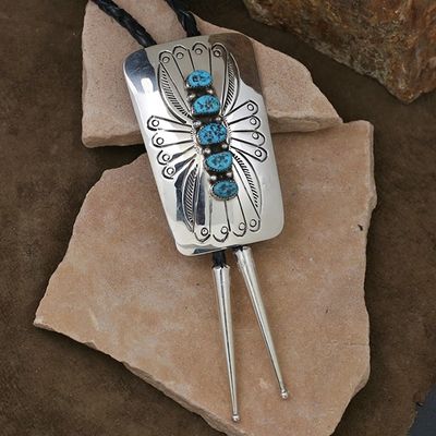 Large 5 stone Navajo bolo tie