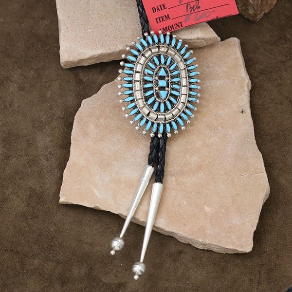 Zuni needlepoint cluster bolo tie-Pawn Jewelry
