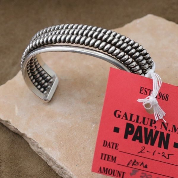 3 row silver twist wire bracelet-Pawn Jewelry