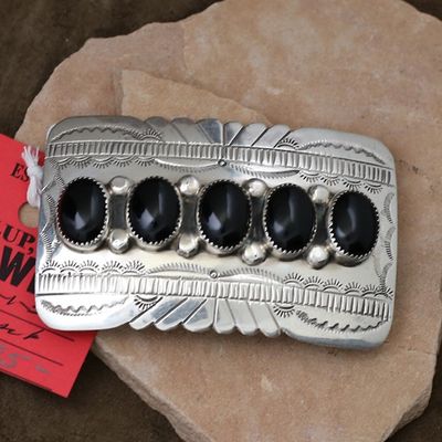 Navajo belt buckle w/black onyx-Pawn Jewelry