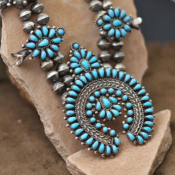 Vintage Zuni squash blossom necklace-Pawn Jewelry