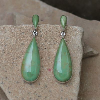Tear drop dangle earrings w/ Royston turquoise