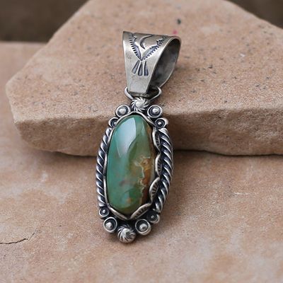 Deep green Royston turquoise pendant with large bail