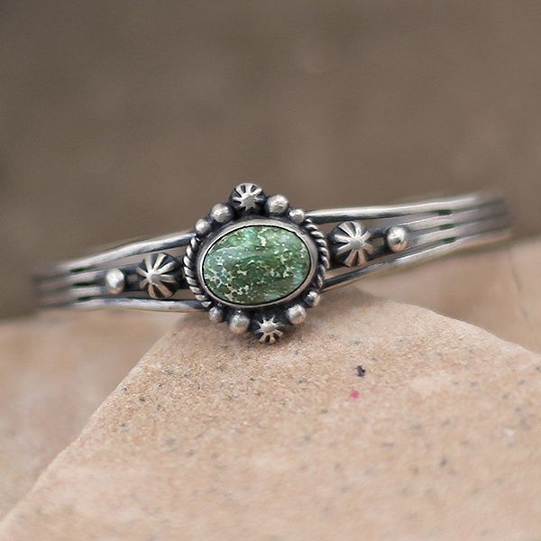 Green Sonoran turquoise cuff bracelet
