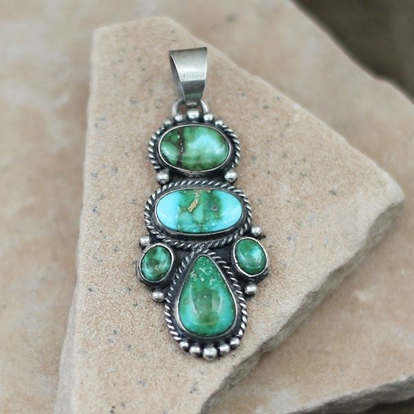 5-stone cluster pendant w/Sonoran turquoise