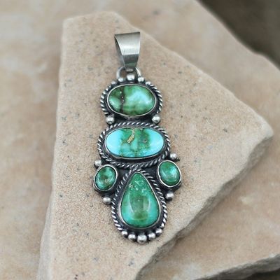 5-stone cluster pendant w/Sonoran turquoise