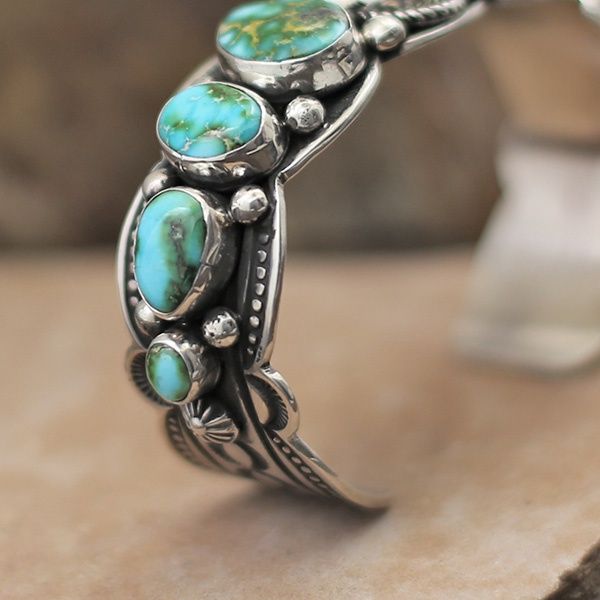 9 stone Sonoran Turquoise cuff bracelet-Extra Large