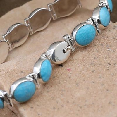 Oval stone link bracelet w/ Kingman turquoise