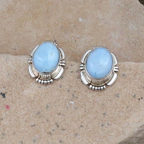 Oval post earrings w/ Golden Hills turquoise