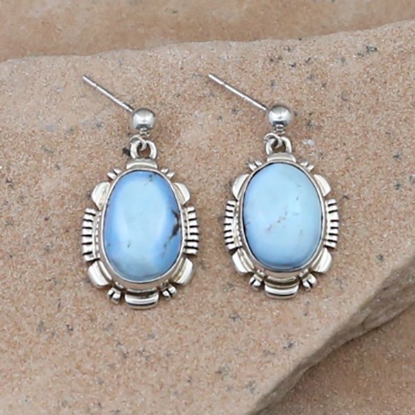 Dangle earrings w/ oval Golden hills turquoise