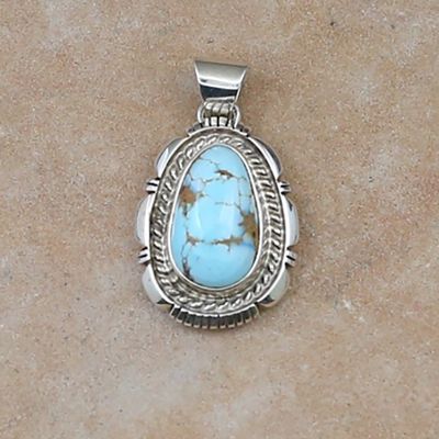Small tear drop pendant w/ golden hills turquoise