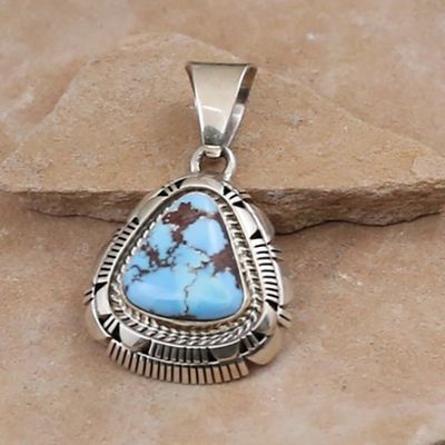 Triangle wire Golden Hills Turquoise pendant
