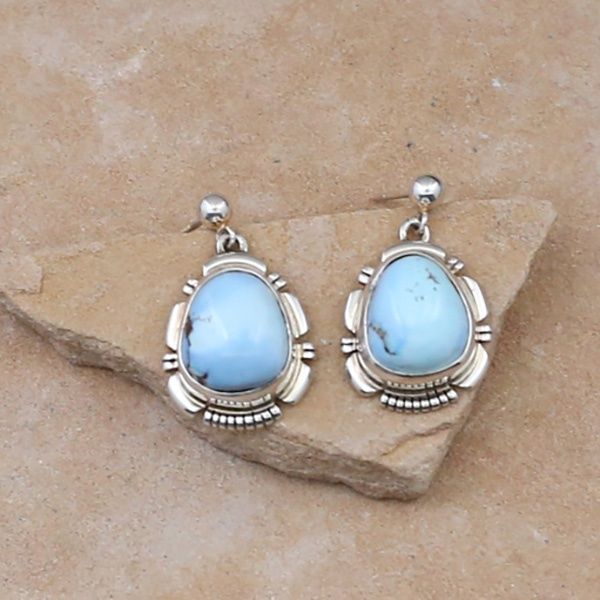 Medium dangle post earrings w/ Golden hills turquoise