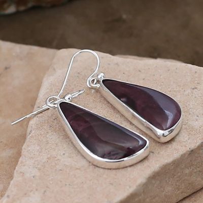Purple spiny oyster shell earrings