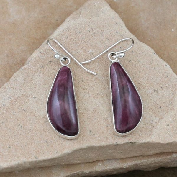 Dangle purple spiny oyster shell earrings