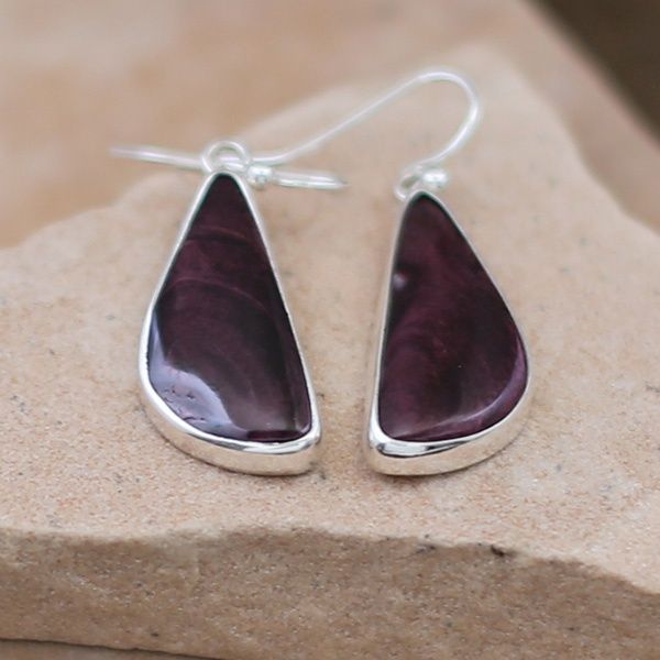 Purple spiny oyster shell earrings