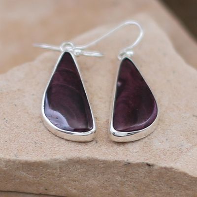 Purple spiny oyster shell earrings