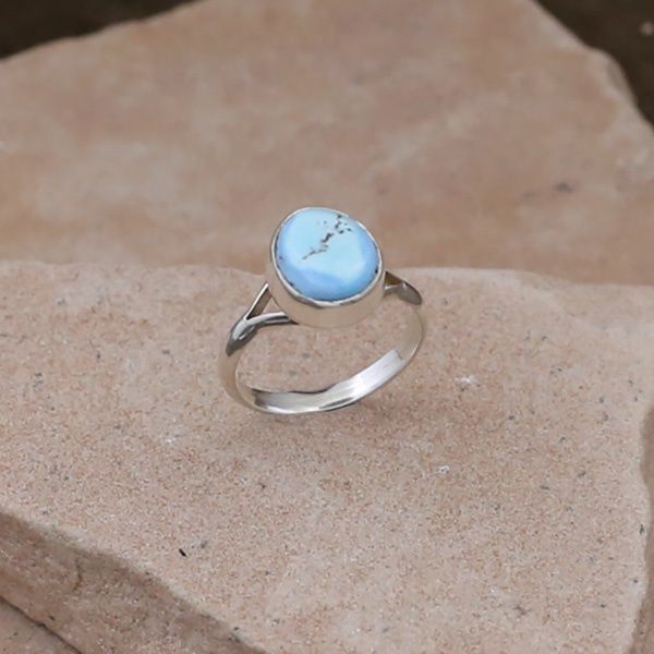 Small round stone ring w/ Golden Hills turquoise