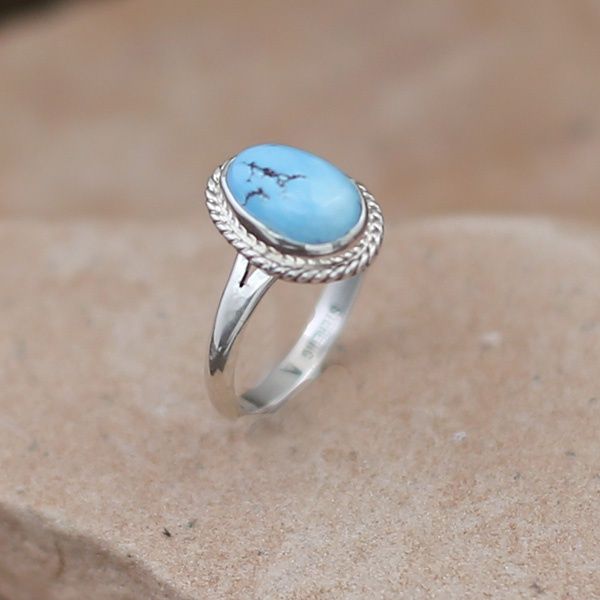 Twist wire oval Golden Hills turquoise ring
