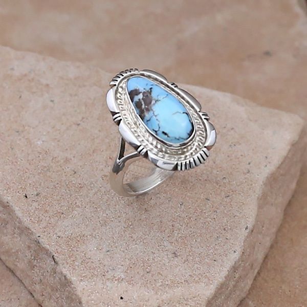 Small round Golden Hills turquoise ring