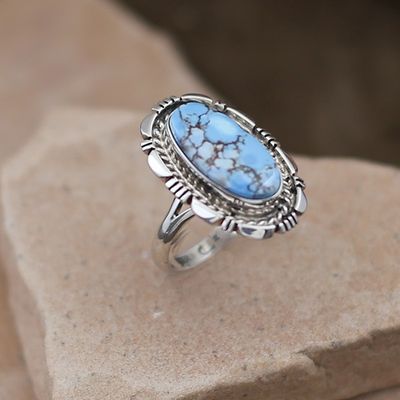 Oval stone Navajo ring-Golden hills turquoise