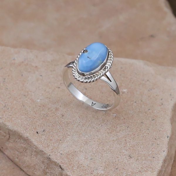 Small Navajo silver ring w/ golden hills turquoise