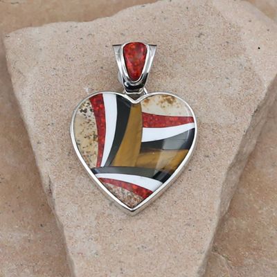 Large Navajo heart pendant w/ contemporary design