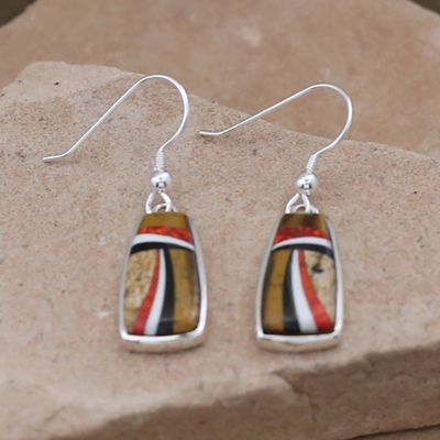 Contemporary inlay Navajo dangle earrings