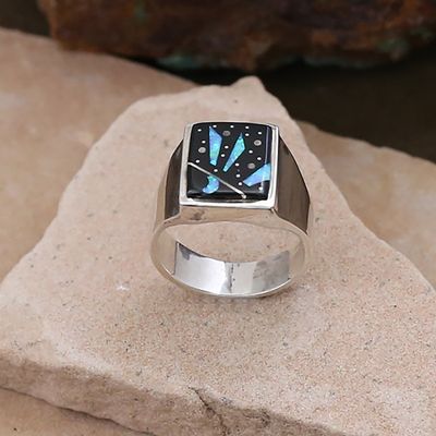 Rectangular inlay Night Sky ring