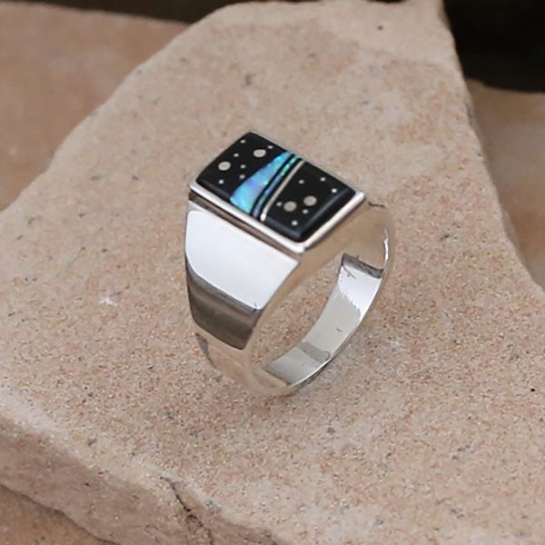 Small Night Sky rectangular inlay ring