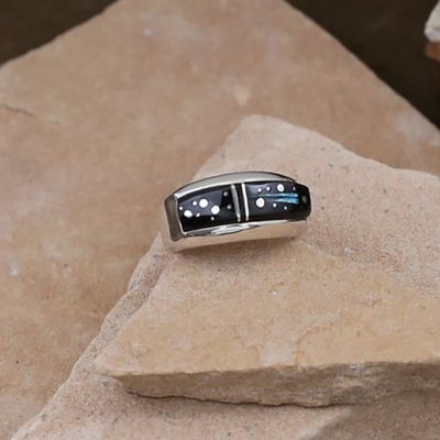 Narrow inlay ring w/ Night Sky design