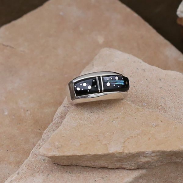 Narrow inlay ring w/ Night Sky design