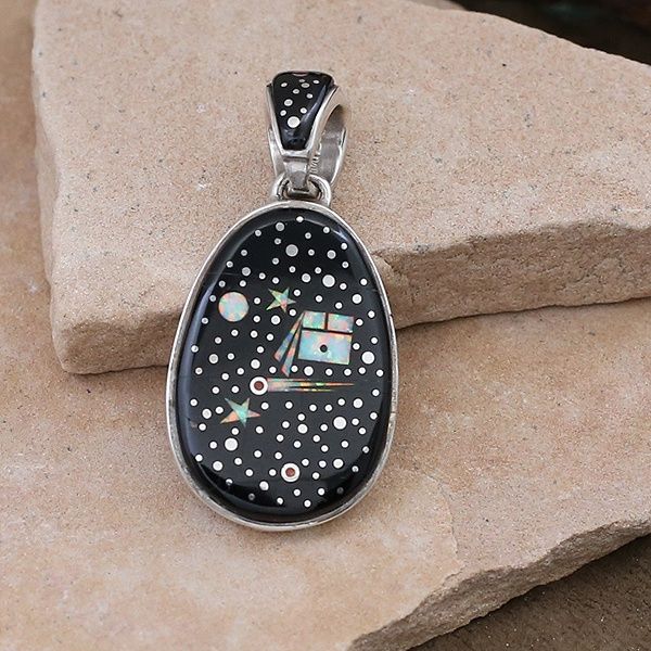 Large oval inlay pendant w/ Night Sky design