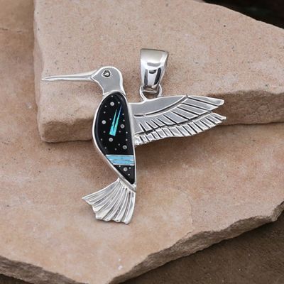 Large Hummingbird inlay pendant