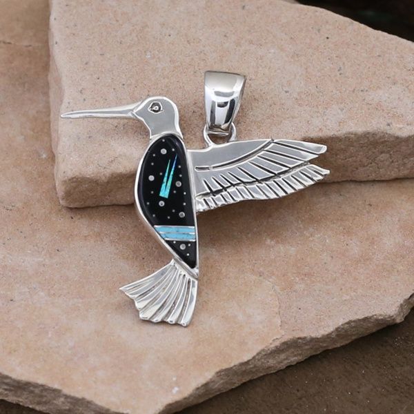 Large Hummingbird inlay pendant