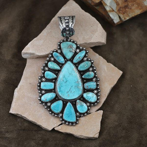 Large cluster pendant w/ Copper Canyon Turquoise
